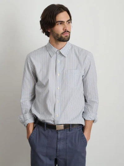 Shop Alex Mill Mill Shirt In Ticking Stripe In Ivory/blue/navy Stripe