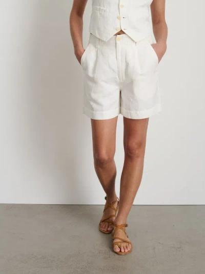 Shop Alex Mill Madeline Pleated Shorts In Twill In Ecru