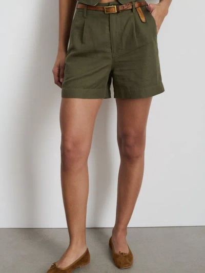 Shop Alex Mill Madeline Pleated Shorts In Twill In Puglia Olive