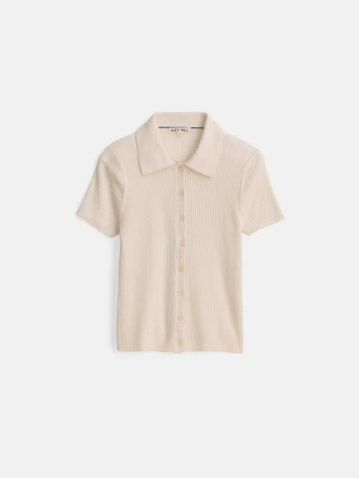Shop Alex Mill Suzanne Ribbed Polo In Ivory