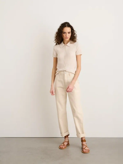 Shop Alex Mill Suzanne Ribbed Polo In Ivory