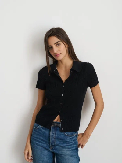 Shop Alex Mill Suzanne Ribbed Polo In Black