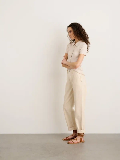 Alex Mill Suzanne Ribbed Button Front Polo In Ivory