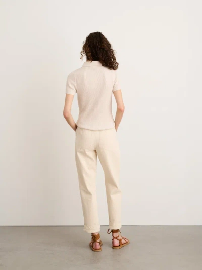 Alex Mill Suzanne Ribbed Button Front Polo In Ivory