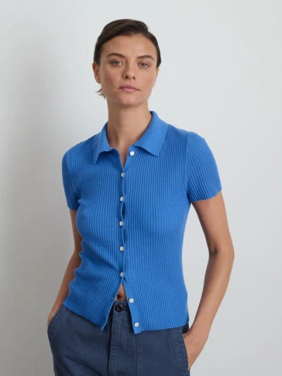 Shop Alex Mill Suzanne Ribbed Polo In Cosmic Blue