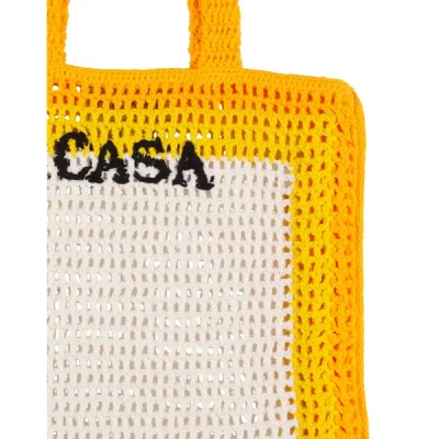 Shop Casablanca Logo Cotton Crochet Tote Bag