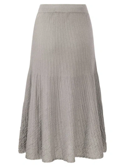Elisabetta Franchi Metallic Ribbed Viscose Midi Skirt