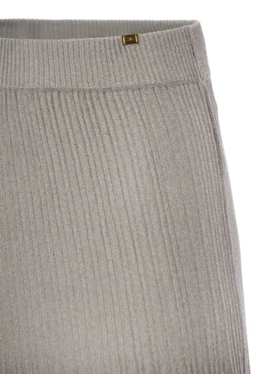 Elisabetta Franchi Metallic Ribbed Viscose Midi Skirt
