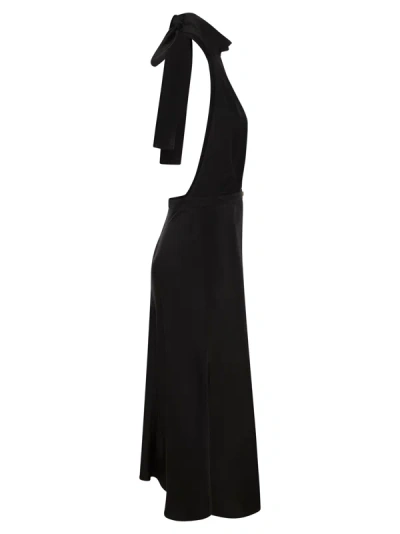 Shop Elisabetta Franchi Satin Midi Dress With Asymmetric Skirt