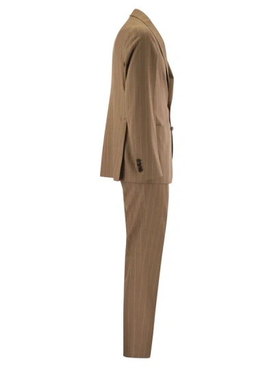 Shop Tagliatore Pinstripe Suit In Wool And Silk