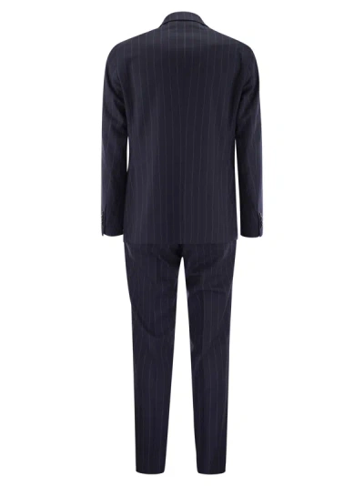 Shop Tagliatore Pinstripe Suit In Wool And Silk