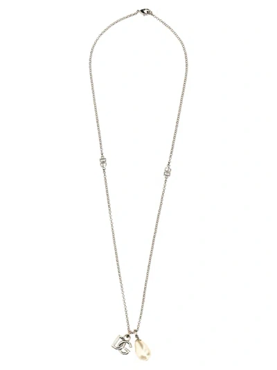 Shop Dolce & Gabbana Logo Drop Necklace Jewelry Silver