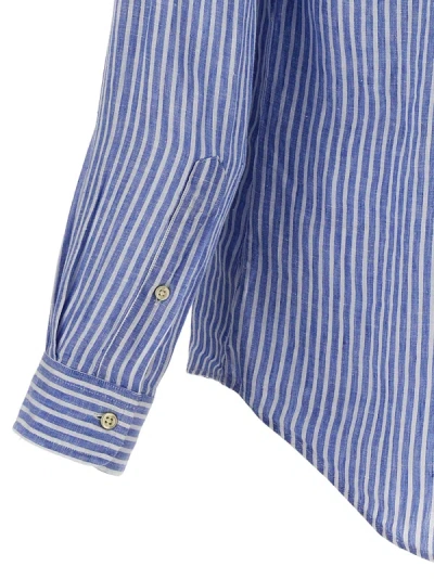 Shop Polo Ralph Lauren Logo Embroidery Striped Shirt Shirt, Blouse Light Blue