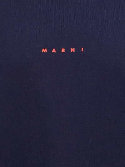 Shop Marni Logo Print Sweatshirt Blue