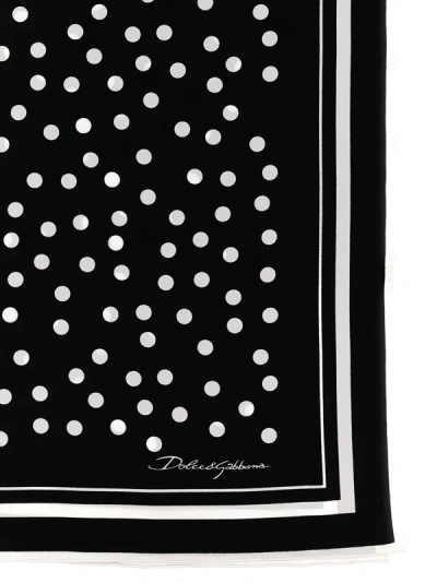 Shop Dolce & Gabbana Polka Dot Scarf Scarves, Foulards White/black