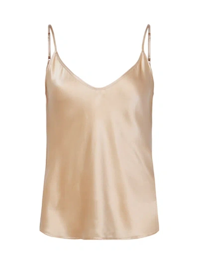 Shop L Agence Lexi Silk Camisole In Toasted Almond