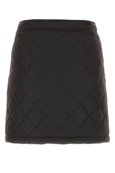 Shop Burberry Woman Dark Brow Cotton Mini Skirt In Brown