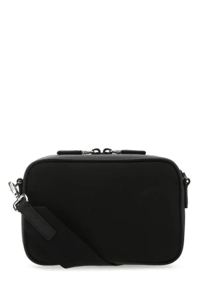 Shop Prada Man Black Leather And Nylon Crossbody Bag