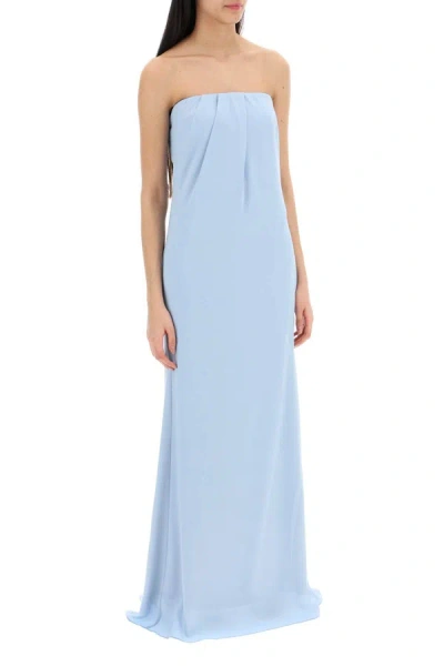 Shop Roland Mouret Strapless Satin Crepe Dress Without Women In Blue