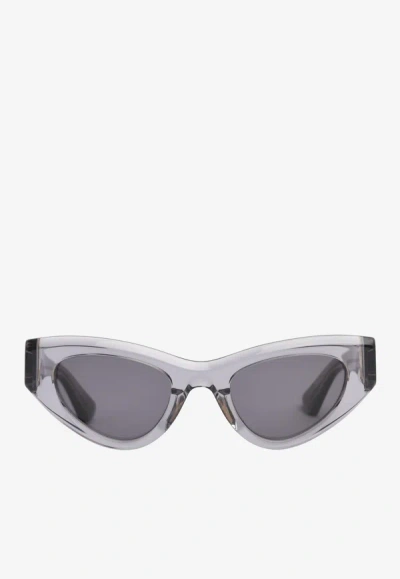 Shop Bottega Veneta Cat-eye Acetate Sunglasses In Gray