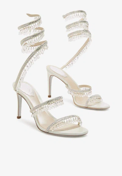 René Caovilla Chandelier 105mm Crystal-embellished Sandals In Ivory
