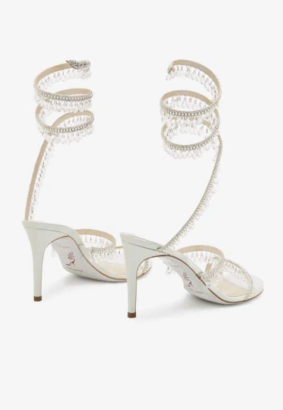 Shop René Caovilla Chandelier 80 Jeweled Crystal-embellished Sandals In Ivory