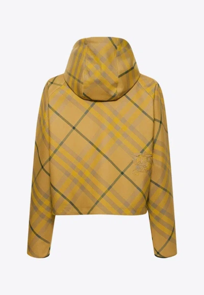 Shop Burberry Check-pattern Zip-up Hooded Jacket In Multicolor