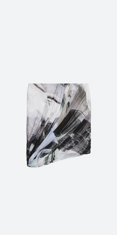 Shop Helmut Lang Printed Silk Bubble Skirt