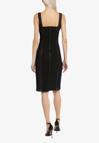 Dolce & Gabbana Corset-style Mini Denim Dress In Navy