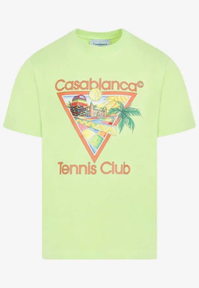 Shop Casablanca Crewneck Graphic-print T-shirt In Green