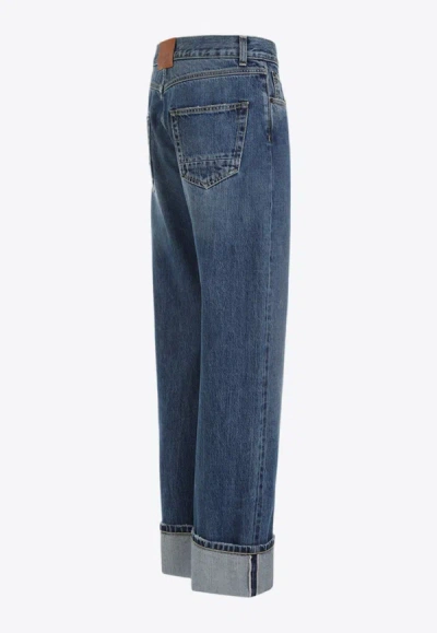 Alexander Mcqueen Straight Leg Jeans With Faux Pocket On The Back. In Blue