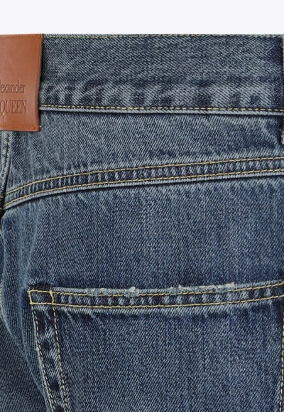 Alexander Mcqueen Straight Leg Jeans With Faux Pocket On The Back. In Blue