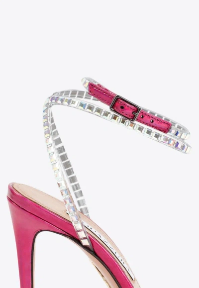 Shop Aquazzura Dance 105 Crystal Embellished Sandals In Fuchsia