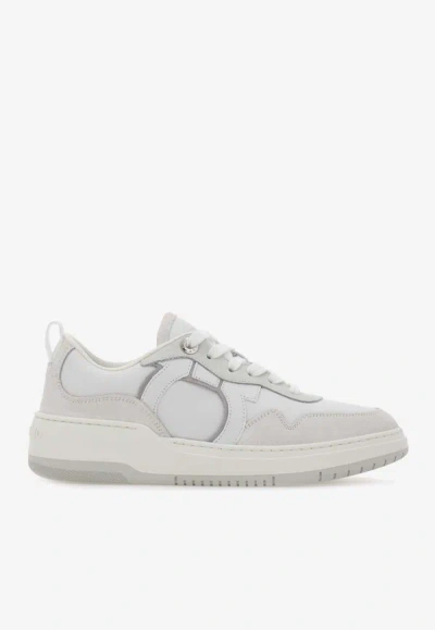 Ferragamo Women Gancini Leather Sneakers In White
