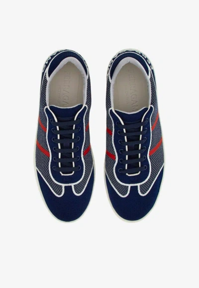 Shop Ferragamo Dedalo Low-top Sneakers In Navy