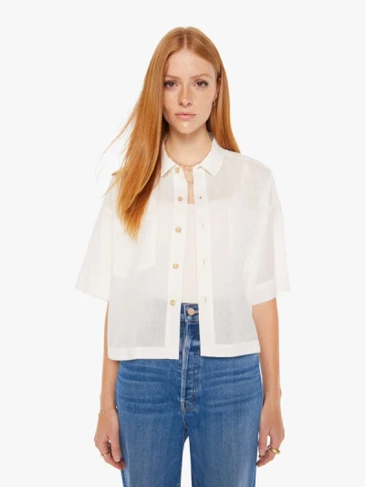 Shop Mother The Roomie Double Pocket Thin Air Egret Shirt In White