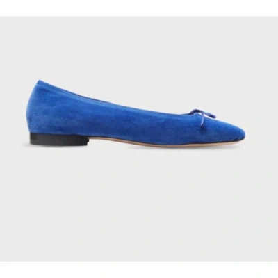 Shop Ann Mashburn Women's Square Toe Velvet Ballet Shoe In Blue