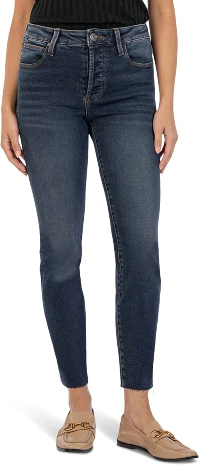 Shop Kut From The Kloth Charlize High Rise Fab Ab Cigarette Leg Raw Hem Jeans In Utmost Wash In Multi