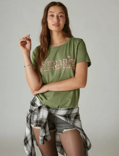 Shop Lucky Brand Women's Hendrix Floral Classic Crew In Green