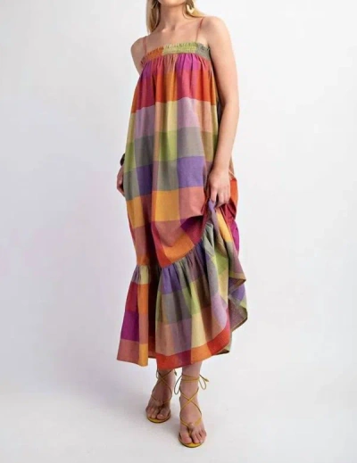 Shop Gigio Cotton Checkered Dress In Multi