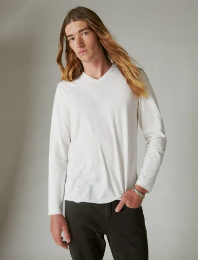 Shop Lucky Brand Men's Venice Burnout Long Sleeve V Neck In White