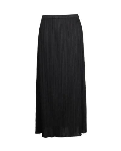 Shop Pleats Please Pleated Maxi Skirt In Black Polyester