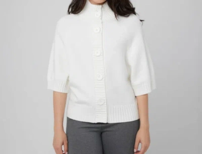 Coco Y Club Front Button Up Sweater In Off White In White