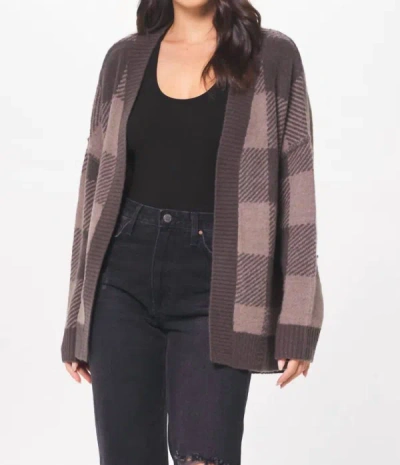 Shop Vintage Havana Plaid Checker Soft Knit Cardigan In Taupe In Grey