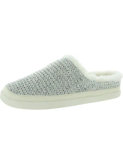 Shop Toms Sage Womens Sweater Knit Faux Fur Lined Scuff Slippers In White