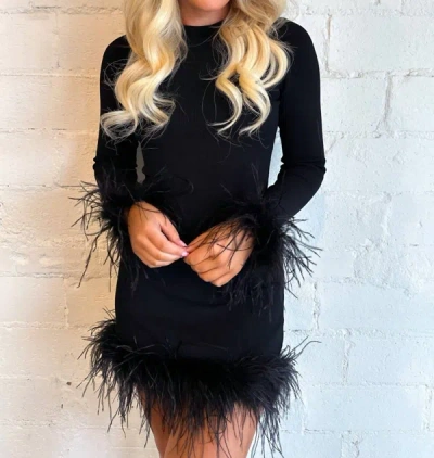 Shop Astr Keily Feather Trim Mini Skirt In Black