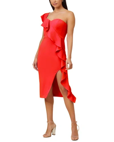 Shop Aidan Mattox Knit Crepe Cocktail Dress In Red