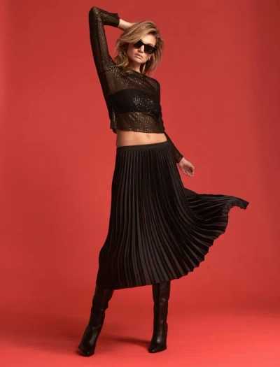 Shop Lucky Brand Women's Pleated Midi Skirt In Black