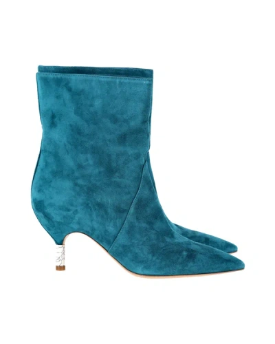 Shop Gabriela Hearst Mariana Ankle Boots In Blue Suede