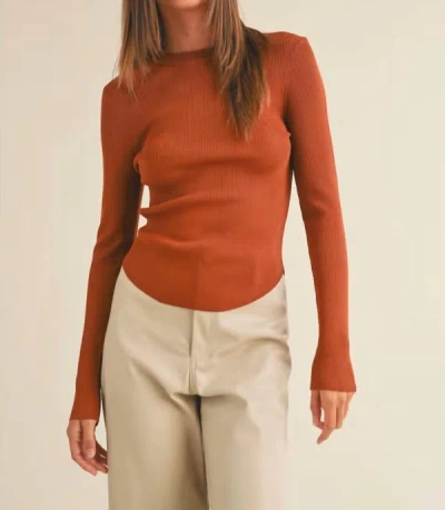Shop Miou Muse Ribbed Long Sleeve In Toffee In Brown
